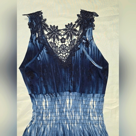 Blue and White Bohemian Maxi Sun Dress! - Picture 3 of 5